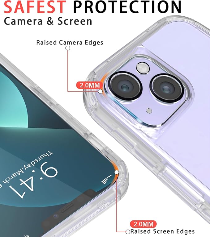 Diverbox for iPhone 13 Case [Shockproof] [Dropproof] [with Screen Protector ] 3in1 Heavy Duty Protection Phone Case Cover for Apple iPhone 13 (Matte Clear)