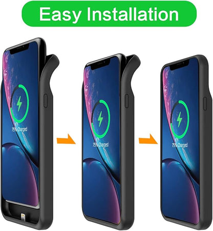 Battery Case for iPhone XR, Upgraded 10000mAh Rechargeable Portable Charging Case with Wireless Charging Compatible for iPhone XR (6.1 inch) with Carplay Extended Battery Pack Charger Case (Black)