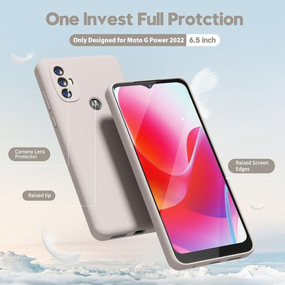 oakxco for Motorola Moto G Power 2022 Phone Case/Moto G Play 2023 Phone Case Liquid Silicone, Thin Slim Soft Rubber Gel TPU Plain Simple Cover for Women Girl Cute, Matte Solid Color,Beige Stone Cream