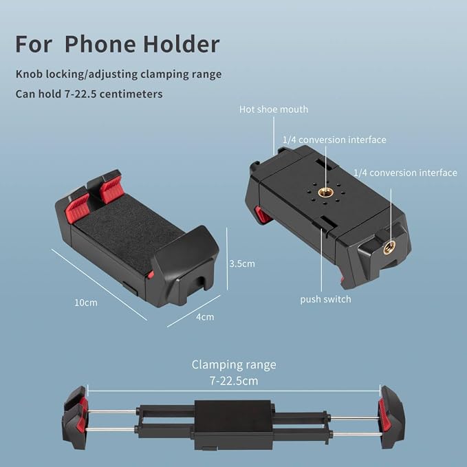 Adjustable Articulating Magic Arm with Clamp and Phone Holder Clip for Desk Mount, Desk Stand, Cell Phone Tripod