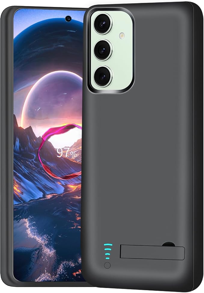 Battery Case for Samsung Galaxy S24+ / S24 Plus, 5000mAh Rechargeable Extended Battery Charging Charger Case, Add 100% Extra Juice, Not Compatible with S24 or S24 Ultra (6.7 inch) Black