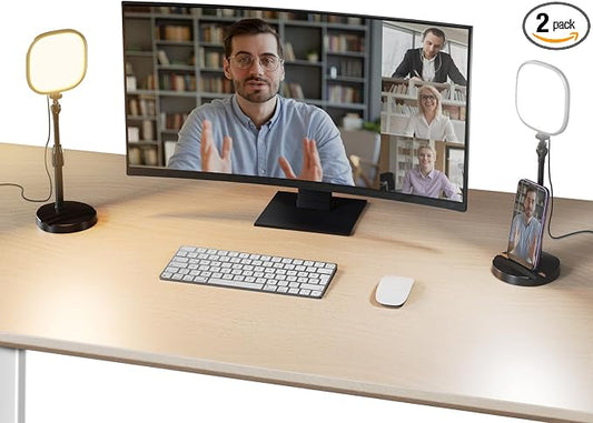 NEEWER Basics 2 Pack 5" Full Screen LED Ring Light with Stands for Desk Video Conference, 10W Bi Color Edge Lit Computer Laptop Webcam Zoom Calls Lighting Streaming Phone Recording, CRI95, NL10