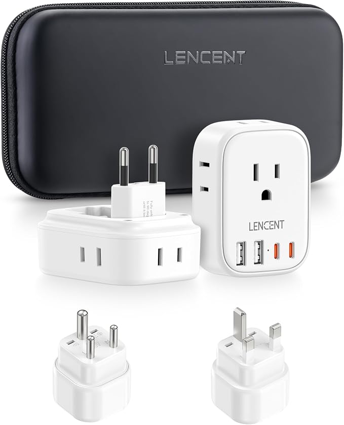 LENCENT Type C and Type D G Universal Travel Adapter Kit International Plug | Power Adapter for Europe UK Maldives Italy Ireland Scotland Dubai Singapore India Sri Lanka Tanzania Zanzibar Kuwait Nepal
