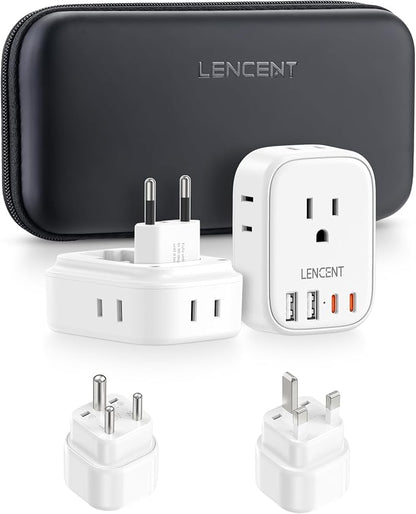 LENCENT Type C and Type D G Universal Travel Adapter Kit International Plug | Power Adapter for Europe UK Maldives Italy Ireland Scotland Dubai Singapore India Sri Lanka Tanzania Zanzibar Kuwait Nepal