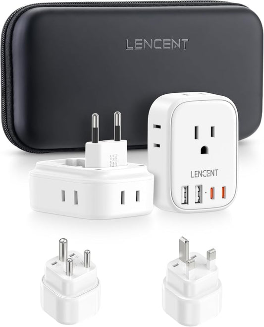 LENCENT Type C and Type D G Universal Travel Adapter Kit International Plug | Power Adapter for Europe UK Maldives Italy Ireland Scotland Dubai Singapore India Sri Lanka Tanzania Zanzibar Kuwait Nepal