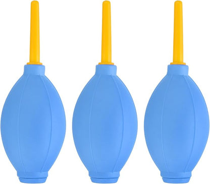 PATIKIL Soft Tip Air Blower Dust Blaster, 3 Pcs Rubber Bulb Air Pump Dust Blower Cleaner Cameras Lens Cleaning Tool with Long Nozzle for Camera Lens Computer Keyboard, Blue/Yellow