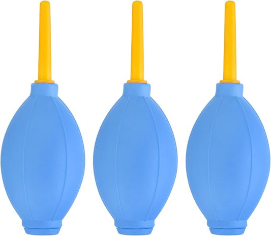 PATIKIL Soft Tip Air Blower Dust Blaster, 3 Pcs Rubber Bulb Air Pump Dust Blower Cleaner Cameras Lens Cleaning Tool with Long Nozzle for Camera Lens Computer Keyboard, Blue/Yellow