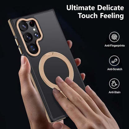 for Samsung Galaxy S24 Ultra Case, Magnetic Adjustable Ring Stand [Fit for Magsafe], [Military-Grade Shockproof Protection] Phone Case with Kickstand & Ring Holder (Desert Gold)