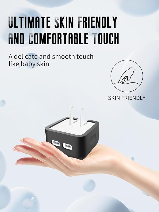 Case for Apple 35W Dual USB-C Port Compact Power Adapter (Model: A2571), FJIASTB Kids-Friendly Soft Silicone Protective Cover, Shockproof (Black)