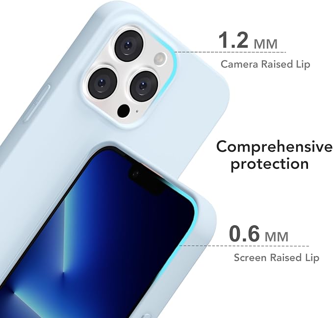 for iPhone 13 Pro Max Case Silicone Compatible with Magsafe Case, Ultra Slim Thin Magnetic Phone Cases Mag Safe, Cute Soft Rubber Gel Matte Plain Wireless Charging Cover for Women, Light Blue
