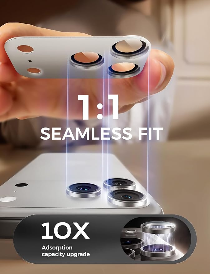 MAGIC JOHN 2 Pack Camera Lens Protector for iPhone 17 Pro, Full Coverage, Metal Aluminum Alloy Camera Lens Film, HD Clear, Scratch Resistant, Case-Friendly,Sliver