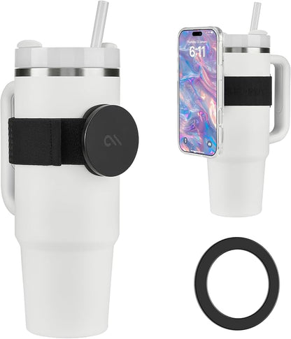 Case-Mate Magnetic Phone Holder Strap for Water Bottle - Hands-Free Phone Holder for Stanley Cup - Travel & Gym Accessory for Yeti, Owala, HydroFlask Bottles & Tumblers [MagSafe Compatible] - Black