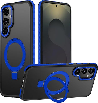 for Samsung Galaxy S25 Case, Magnetic Adjustable Ring Stand [Fit for Magsafe], [Military-Grade Shockproof Protection] Phone Case with Kickstand&Ring Holder (Blue)
