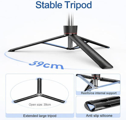67" Detachable Phone Tripod Selfie Stick, Extendable Portable Cell Phone Stable Camera Easy Selfie Tripod Stand, with Wireless Remote, Ideal for Travel & Photos Recording/Video Vlogging, Big Tripod