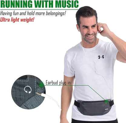 USHAKE Running Belt,Men or Women Ultra Light Bounce Free Waist Pouch Bag Fitness Workout Belt Sport Waist Pack Exercise Waist Bag for iPhone Samsung LG in Running Gym Marathon (Grey)