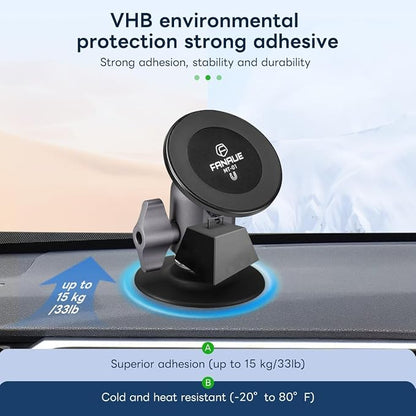 FANAUE SC-03T Magnetic Car Mount Compatible with RAM Mounts B Size 1" Ball Head and Motorcycle Phone Mount, Magnetic Car Phone Holder Can Install on Car Accessories Dashboard for 4.7-7.5" Smartphone.