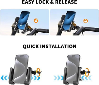 RESPECTED BRO Motorcycle-Phone-Mount & Bike Phone Holder - Durable Phone Holder for Bike and Motorcycle, Bicycle Phone Mount, Fits All Smartphones (Black)