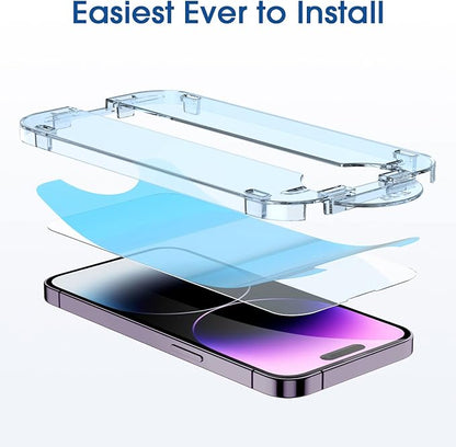 amFilm Easiest Installation OneTouch for iPhone 14 Pro [6.1 Inch] Screen Protector Tempered Glass, Auto-Alignment Tech, Bubble Free and Full Coverage Case Friendly, Anti-Scratch 2 Pack