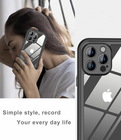 Design for iPhone 13 Pro Max Waterproof Case, Full Body Shockproof Dust Proof Phone Case Cover with Screen Protector for iPhone 13 Pro Max Case (Black)