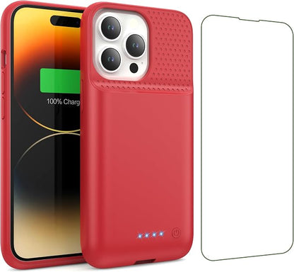 Battery Case for iPhone 13/13Pro/14,7500mah Ultra-Slim Protective Charging Case, Portable Rechargeable Expandable Battery Charger Cover Compatible with iPhone 13/13Pro/14 (6.1 Inch)-Red