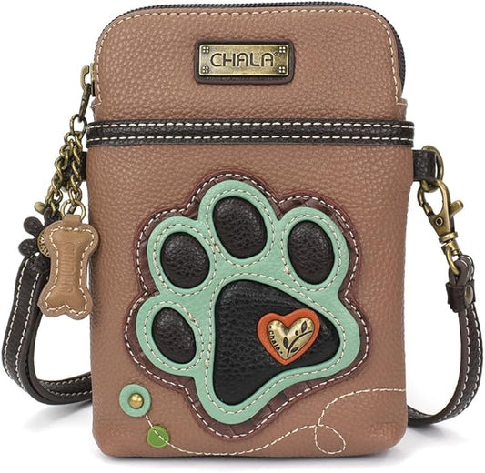 CHALA Dog Collection Cell Phone Crossbody Purse-Women PU Leather/Canvas Multicolor Handbag with Adjustable Strap