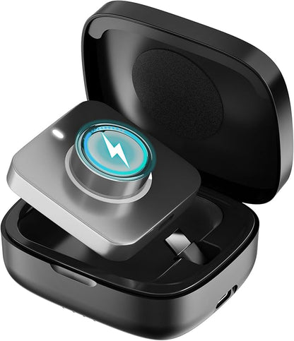 Wireless Charging Case for Oura Ring Gen 4 & 3 Charger, 1000mAh Portable Travel Power Station Fits All-Sized Oura Ring 4 & 3, 30-Day Runtime (Official Charger NOT Included)(Black)
