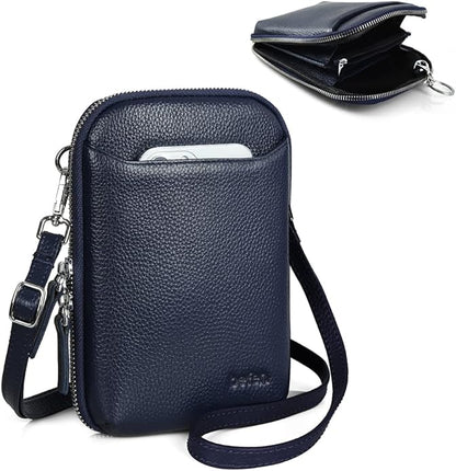 befen Genuine Leather Crossbody Cell Phone Purse for Women, Small Zip Around RFID Blocking Crossbody Wallet Bags