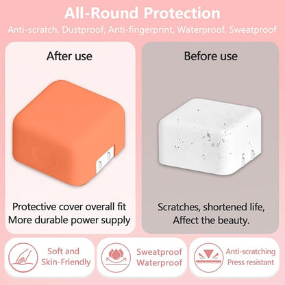 40W Dynamic (up to 60W) Soft Silicone Charger Protector Case for iPhone 17/16 Pro/Max, 40W Dynamic Power Adapter Sleeve Cover for MacBook Air 13 13.6 15 inch M4 M3 M2 M1 2025-2018 Release, Orange