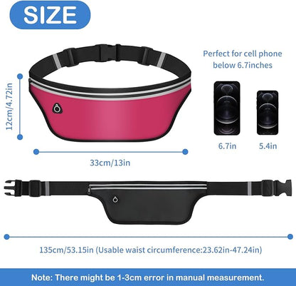 UltraSlim Fanny Packs for Women Men Slim Running Belt Waist Pack Runners Bag Waterproof Money Belt (Pink)