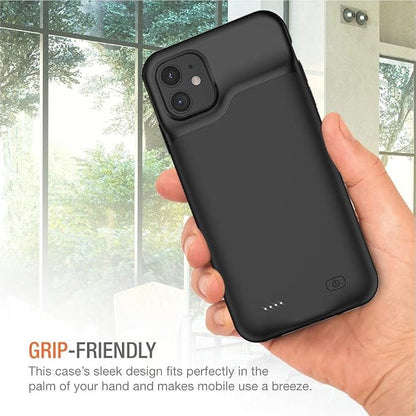 Battery Case for iPhone 11, 7000mAh Slim Portable Rechargeable Smart Protective Pack Cover Power Bank Charging Case Compatible with iPhone 11 (6.1 inch) Extended Battery Charger Cover(Black)