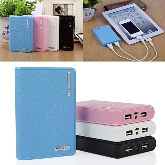 USB 4X 18650 External Backup Charger Box for Case for Packs for Cell Phones Box, blue