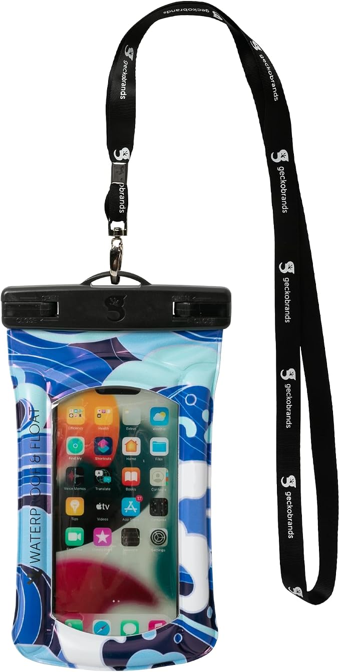 geckobrands Float Phone Dry Bag - Waterproof & Floating Phone Pouch – Fits Most iPhone and Samsung Galaxy Models