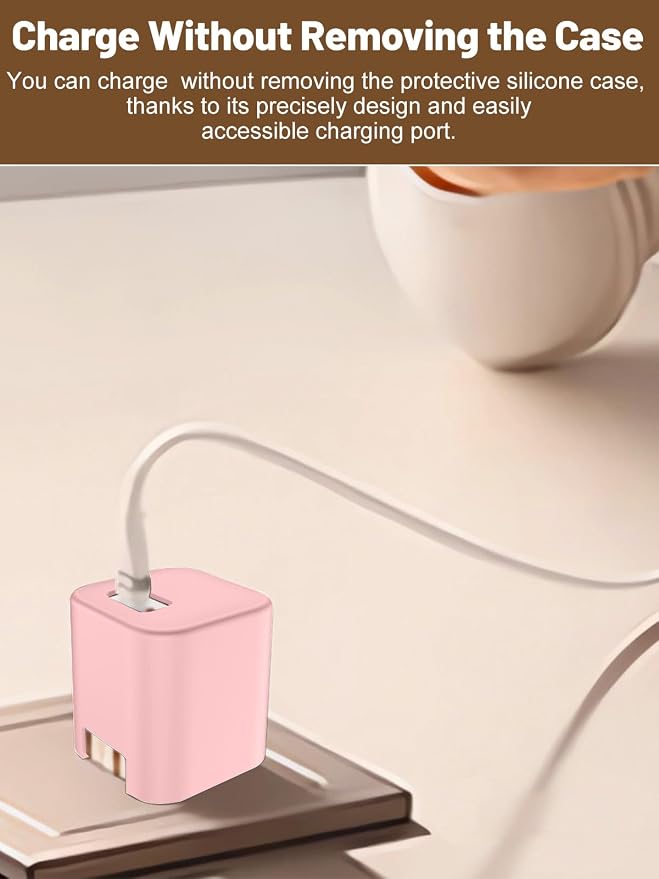 Silicone Protective Case for Anker Nano 45W USB-C Charger, Full-Body Protective Cover with Precise Cutouts, Shockproof Dustproof Charging Block Protector Sleeve & Scratch-Resistant Sleeve (Pink)