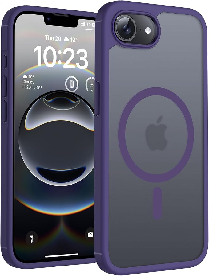 TOCOL Magnetic for iPhone 16e Case, Upgraded Full Camera Protection, Compatible with Magsafe, Drop Protection, Translucent Matte Back Bumper for iPhone 16e 6.1-Inch (Purple)