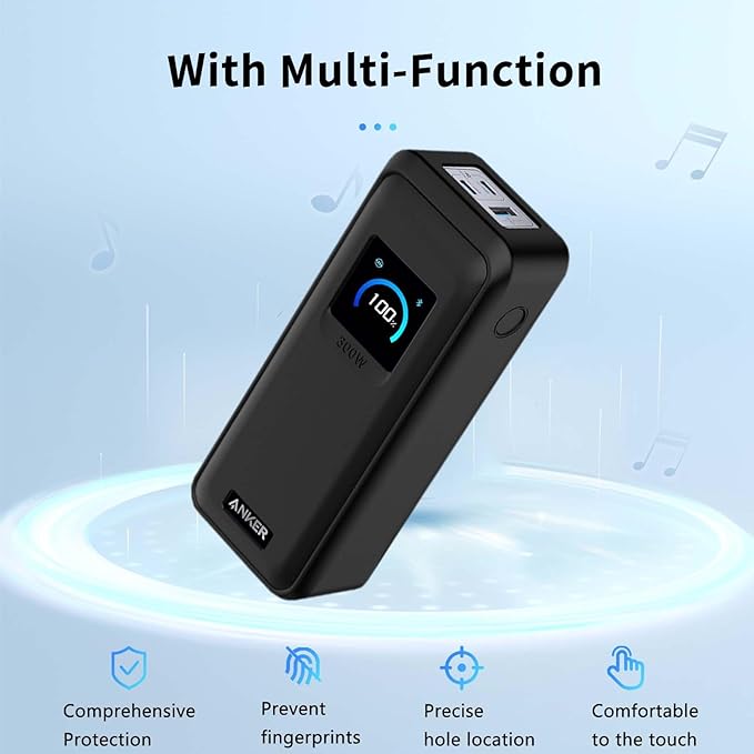 Case for Anker Prime Power Bank(26,250mAh 300W),NOUKAJU Silicone Protective Case,Drop-Proof,Scratch-Proof,Shock-Proof,Dust-Proof,Protective Cover for Anker Prime 26,250mAh Power Bank 300W(Black)