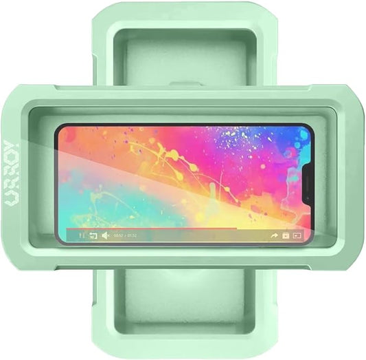 URROY Shower Phone Holder Waterproof, 360° Rotation Shower Phone Case, Anti-Fog High Sensitivity Universal Cover Mount Stand for Bathroom Wall Mirror Bathtub Kitchen, Gift for Men Women Mint Green
