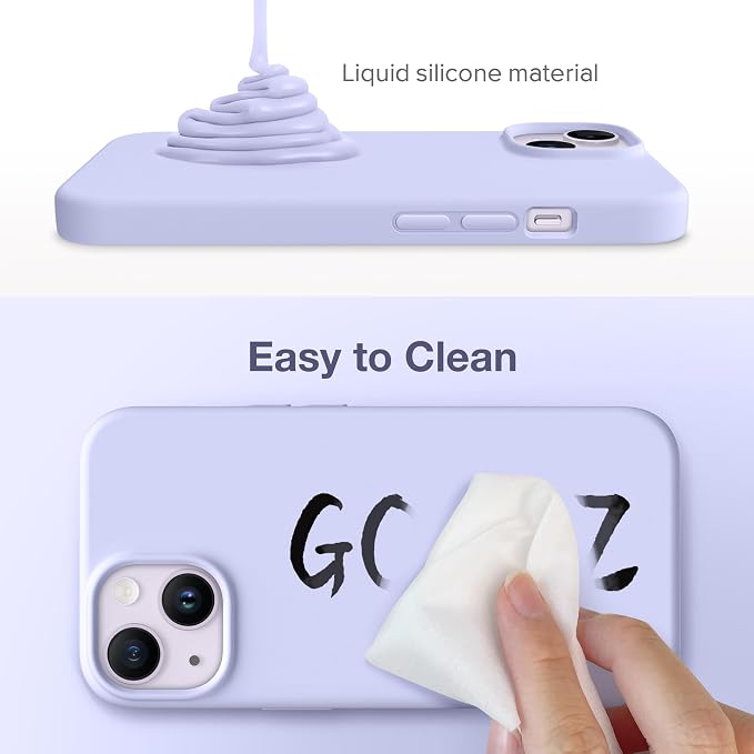 GONEZ Magnetic for iPhone 14 Case, Compatible with Magsafe, with Screen Protector + Camera Protector, Anti-Scratch Microfiber Lining, Liquid Silicone Shockproof Protective Phone Case, Lilac