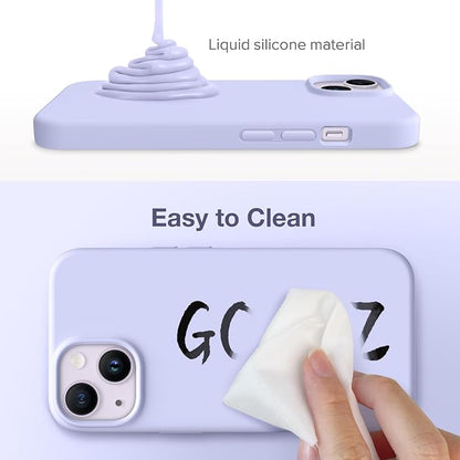 GONEZ Magnetic for iPhone 14 Case, Compatible with Magsafe, with Screen Protector + Camera Protector, Anti-Scratch Microfiber Lining, Liquid Silicone Shockproof Protective Phone Case, Lilac