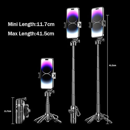 Mini Magnetic Selfie Stick,Multifunctional Magnetic Selfie Stick with Wireless Remote,360° Rotation Phone Selfie Stick Tripod for Video Recording&Vlogging-Portable Travel