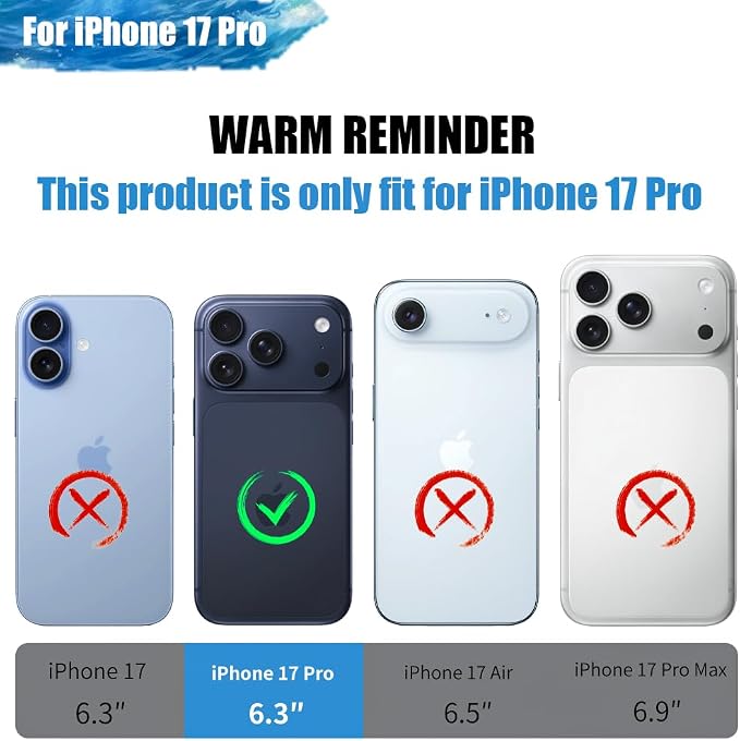 Battery Case for iPhone 17 Pro, 5000mAh Rechargeable Extended Battery Charging/Charger Case, Add 100% Extra Juice (6.3 Inches) Black