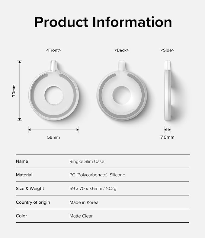 Ringke Slim Compatible with MagSafe Charger Case (Not for 2024 Version) Wireless Charging Pad Cover Designed for MagSafe Charger 15W (A2140, 1M) - Matte Clear