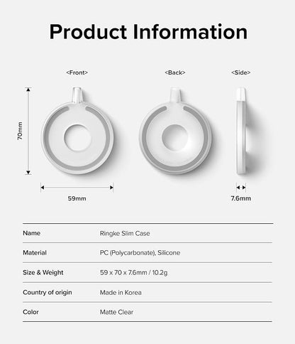 Ringke Slim Compatible with MagSafe Charger Case (Not for 2024 Version) Wireless Charging Pad Cover Designed for MagSafe Charger 15W (A2140, 1M) - Matte Clear