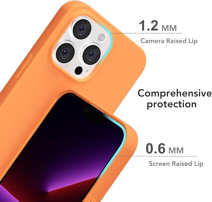 for iPhone 13 Pro Case Silicone Compatible with Magsafe Case, Ultra Slim Thin Magnetic Phone Cases Mag Safe, Cute Soft Rubber Gel TPU Matte Plain Wireless Charging Cover for Women, Neon Orange