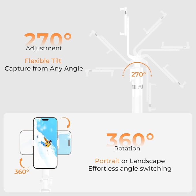 Sensyne 53" Selfie Stick for Phone, Extendable Travel Tripod with Detachable Remote for Photography, Selfies, Compatible with All Cell Phones, White