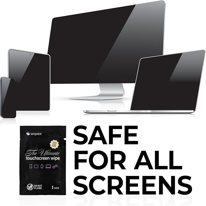 Wipex Ultimate Auto Screen Wipes - 24ct Individually Wrapped Car Wipes for Interior Cleaning, Streak-Free & Residue-Free Polish, Plant-Based Black Cloth, Ideal for Screens, Gauges, Mirrors & Dashboard