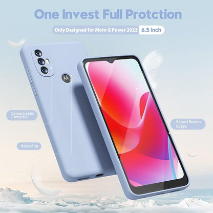 oakxco for Motorola Moto G Power 2022 Phone Case/Moto G Play 2023 Phone Case Liquid Silicone, Thin Slim Soft Rubber Gel TPU Plain Simple Cover for Women, Matte Solid Color,Light Blue