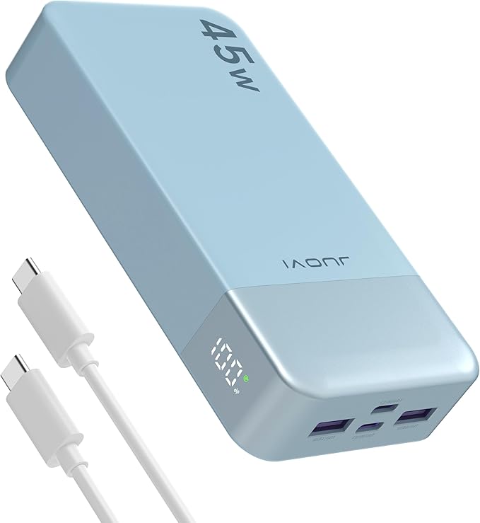 J2621 Power Bank Portable Charger 20000mAh 45W, PD3.0 QC 4.0 Fast Charging Battery Pack with LED Display,2 USB-C,2 USB-A for iPhone 15 16, MacBook