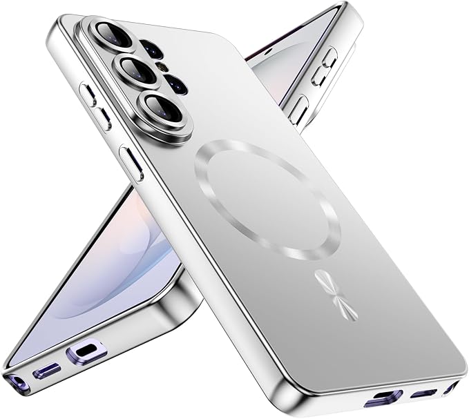 for Samsung Galaxy S26 Ultra Case,Luxury Plating Matte Case for Galaxy S26 Ultra Full Camera Lens Cover & Privacy Screen Protector Cute Women Girls Phone Cover for S 26 Ultra,Silver