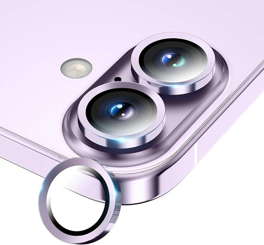 Camera Lens Protector for iPhone 17/iPhone 16/iPhone 16 Plus, Sapphire Glass Metal Individual Camera Cover Screen, Anti-drop, Case Friendly- Lavender