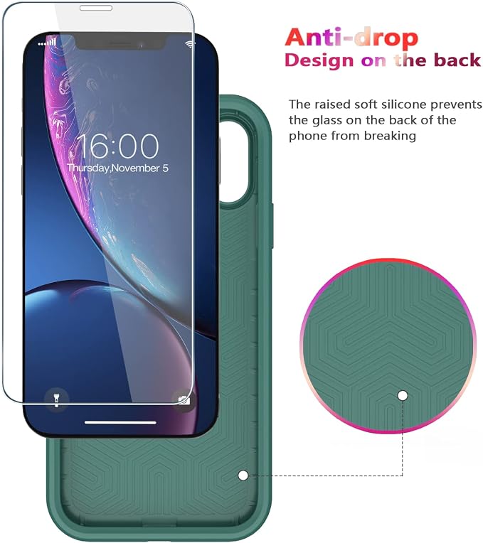 Diverbox for iPhone XR Case [Tempered Glass Screen Protector] [Shockproof] [Dropproof] Heavy Duty Protection Phone Case Cover for Apple iPhone XR (Teal)